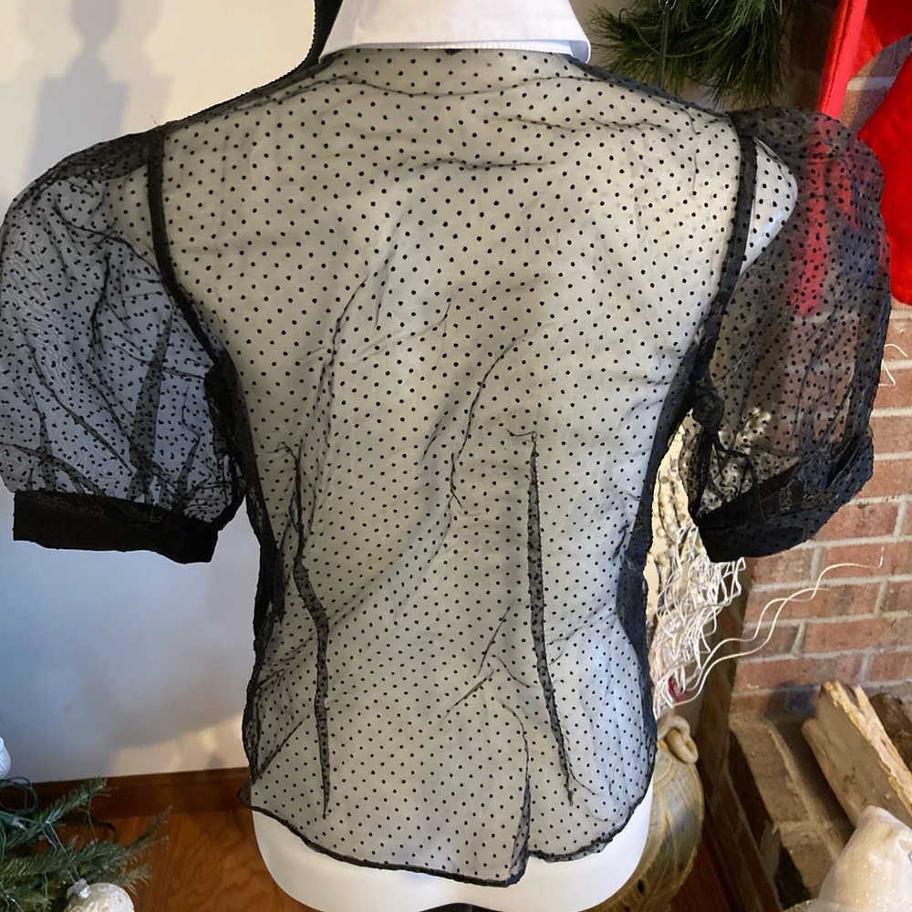 Forever 21 Collared Sheer Polkadot Button Down - image 4